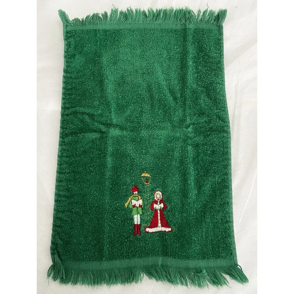 Vtg Christmas Embroidered Fingertip Holiday Decorative Hand Towels Lot Of 12